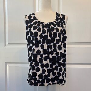 Kasper Black, Blue and White Sleeveless Blouse